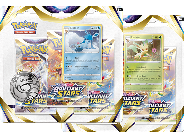 Brilliant Stars 3 Pack Blister Case - (24x 3-pack blisters) - Glaceon & Leafeon