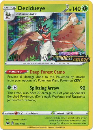 Decidueye (Staff Prerelease Promo) (SWSH035) [Sword & Shield: Black Star Promos]