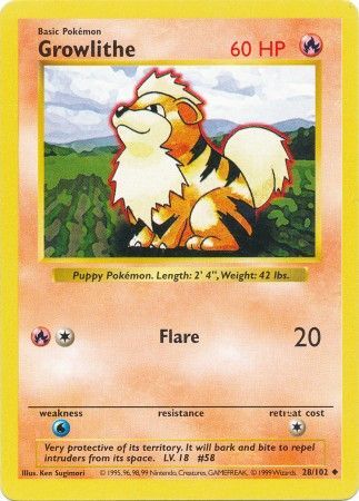 Growlithe (28/102) [Base Set (Shadowless)]