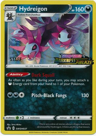 Hydreigon (Staff Prerelease Promo) (SWSH037) [Sword & Shield: Black Star Promos]