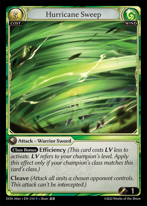 Hurricane Sweep - DOA Alter EN-214 - Rare - Near Mint - Foil - Grand Archive TCG