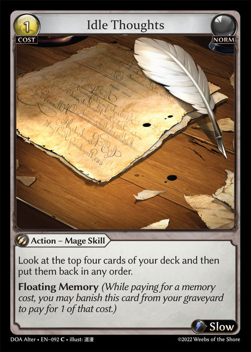 Idle Thoughts - DOA Alter EN-092 - Common - Near Mint - Foil - Grand Archive TCG