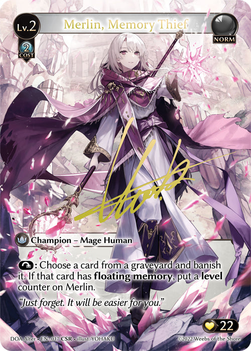 Merlin, Memory Thief - DOA Alter EN-017 - CSR - Near Mint - Foil - Grand Archive TCG
