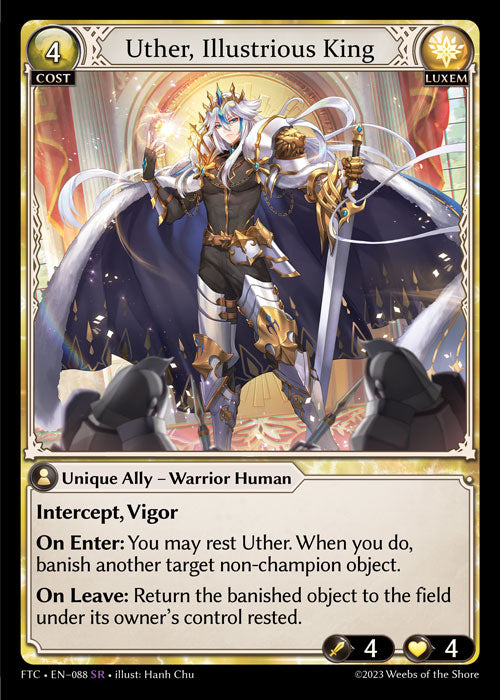 Uther, Illustrious King - FTC EN-088 - x1 - SR - NM - Foil - Grand Archive TCG